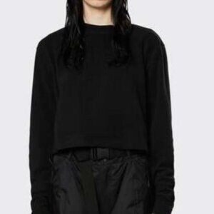 Rains Soft Fleece W Cropped Black Sweatshirt NWT Size: SMALL